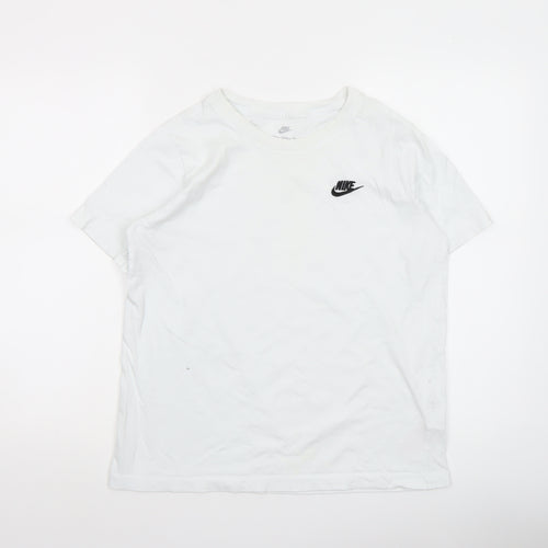 Nike Boys White Crew Neck Short Sleeve Cotton Sports T-Shirt Size 158cm XL