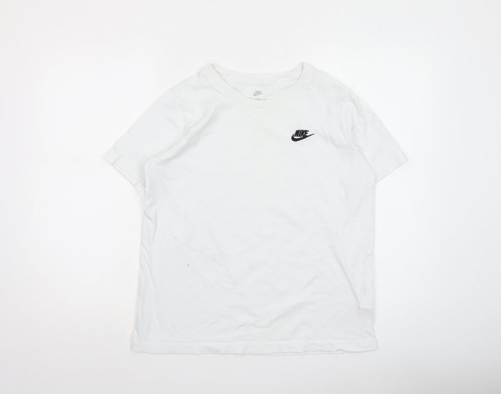 Nike Boys White Crew Neck Short Sleeve Cotton Sports T-Shirt Size 158cm XL