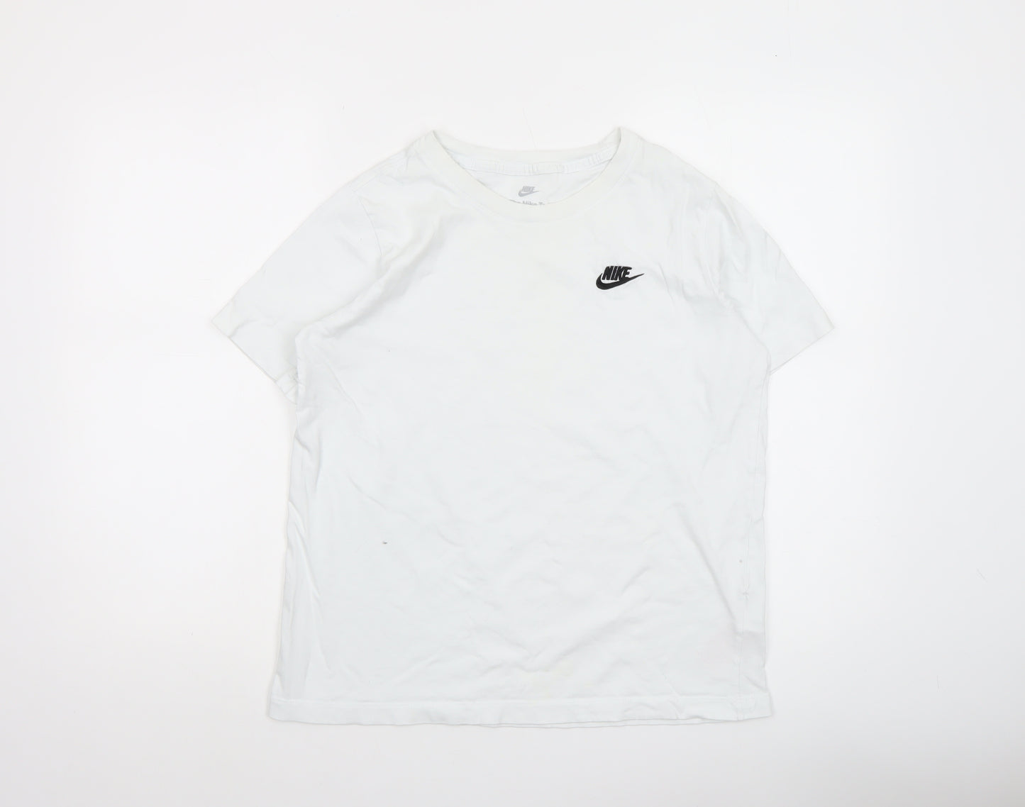 Nike Boys White Crew Neck Short Sleeve Cotton Sports T-Shirt Size 158cm XL