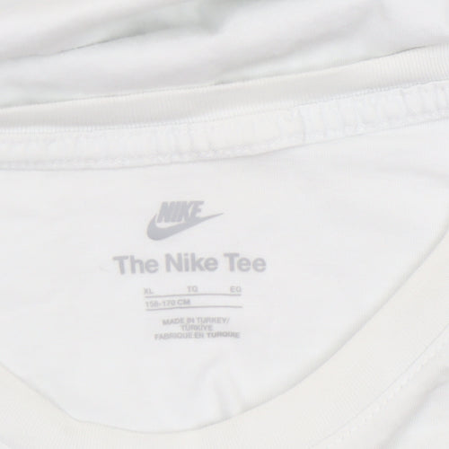 Nike Boys White Crew Neck Short Sleeve Cotton Sports T-Shirt Size 158cm XL