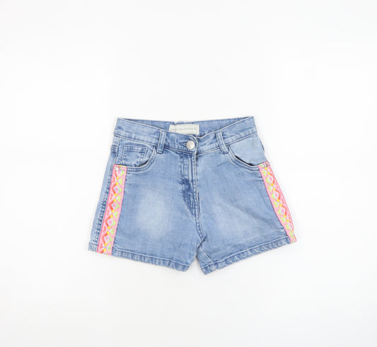 St. Bernard Girls Blue Denim Shorts 10-11 Years Boho Trim Casual Summer