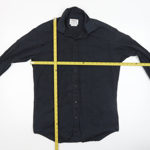 T.M. Lewin Men’s Black Slim Fit Cotton Button-Up Shirt 15.5in