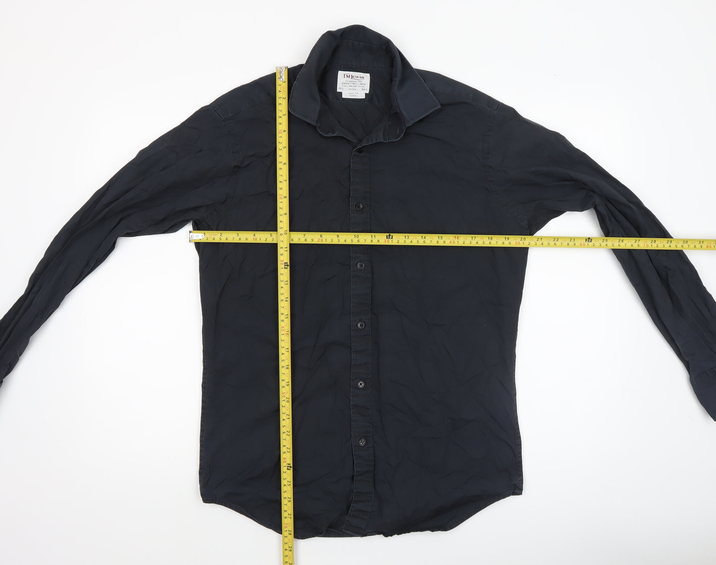 T.M. Lewin Men’s Black Slim Fit Cotton Button-Up Shirt 15.5in