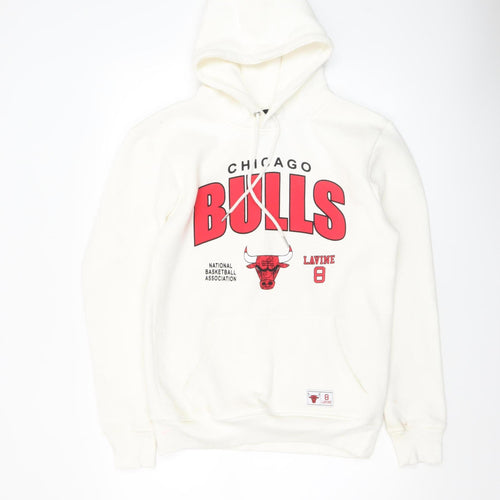 NBA Men's White Chicago Bulls Hoodie Small Pullover Fleece