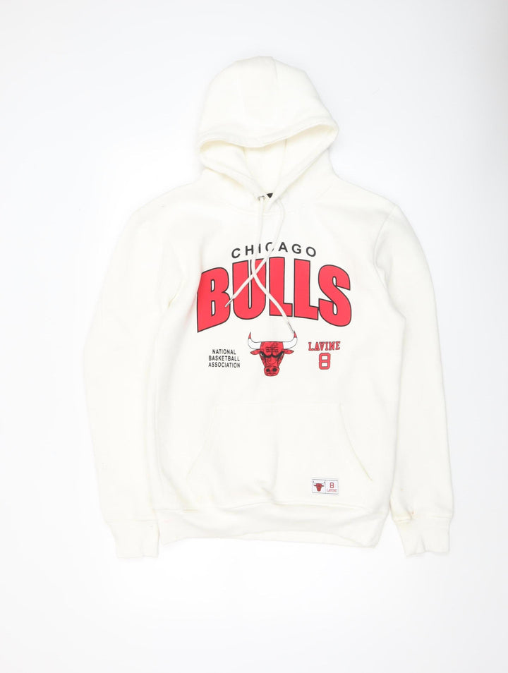 NBA Men's White Chicago Bulls Hoodie Small Pullover Fleece