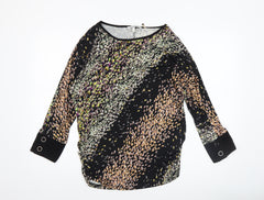 Steilmann Womens Black Multicoloured 3/4 Sleeve Blouse Size 10