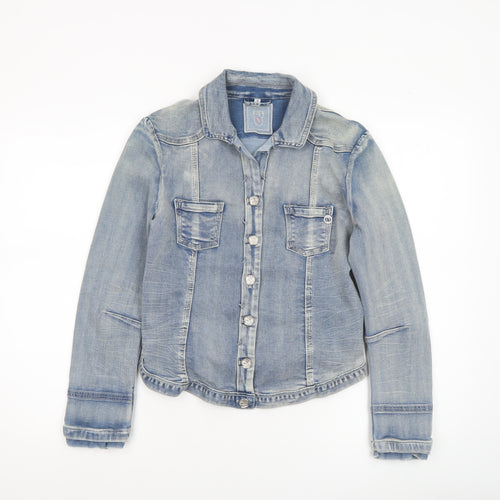 Florez Women's Blue Denim Laura Jacket Size S Casual Slim Fit