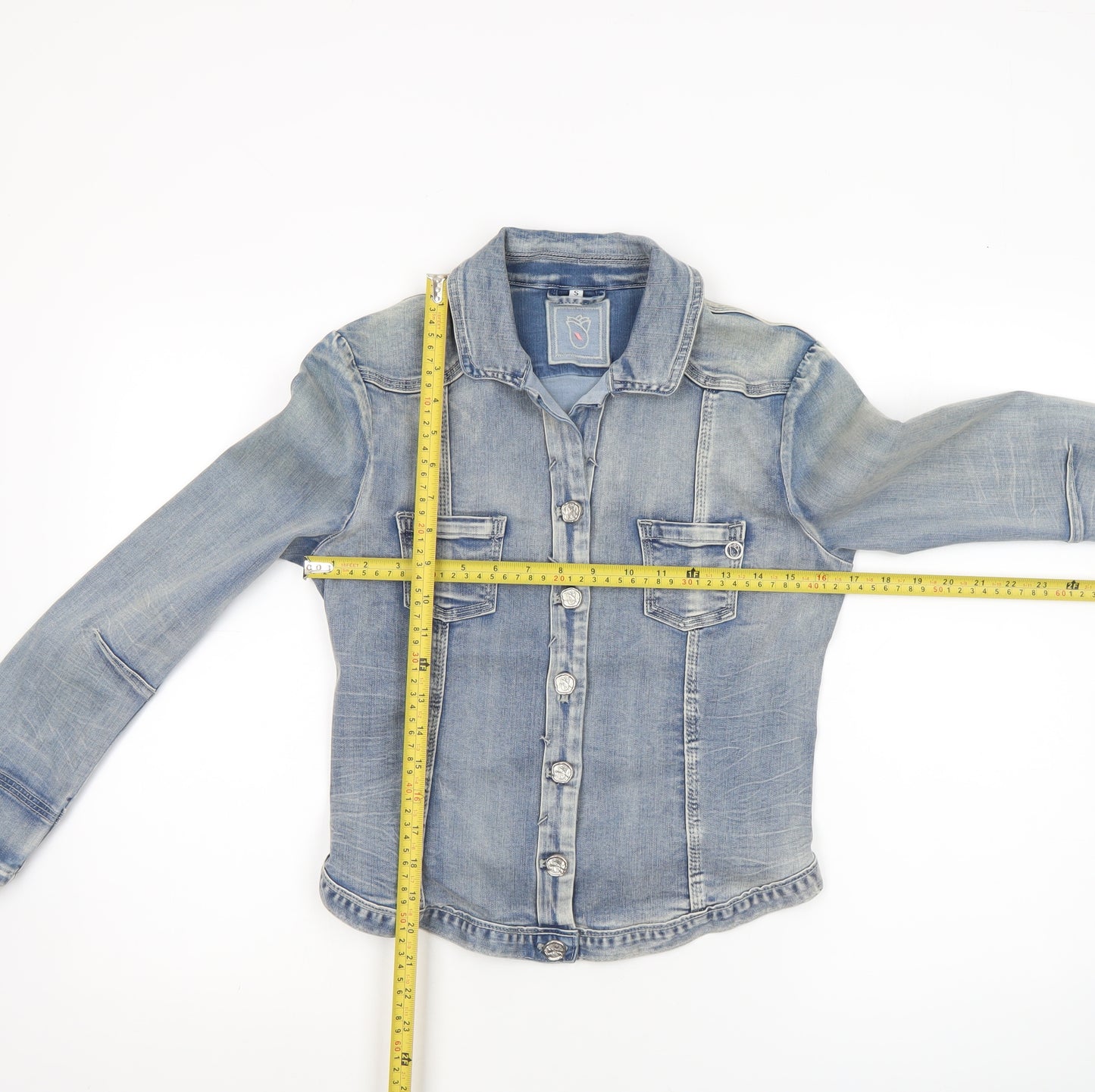 Florez Women's Blue Denim Laura Jacket Size S Casual Slim Fit