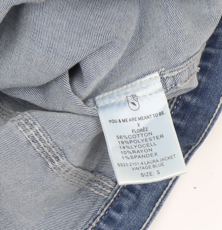 Florez Women's Blue Denim Laura Jacket Size S Casual Slim Fit