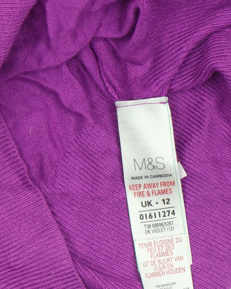 Marks and Spencer Women’s Purple Cardigan UK 12 Long Sleeve Classic Knit