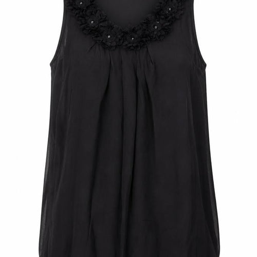 Dunnes Women Black Size 14 Sleeveless V-Neck Tunic Blouse