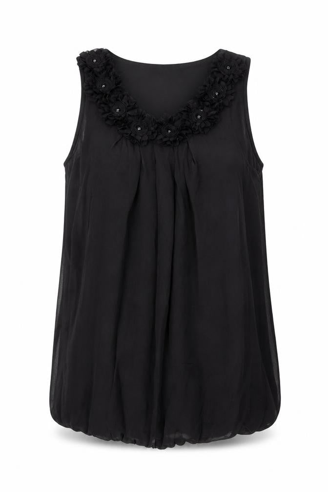 Dunnes Women Black Size 14 Sleeveless V-Neck Tunic Blouse