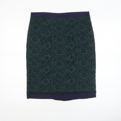Boden Women's Green Lace Pencil Skirt Size 12 Knee Length