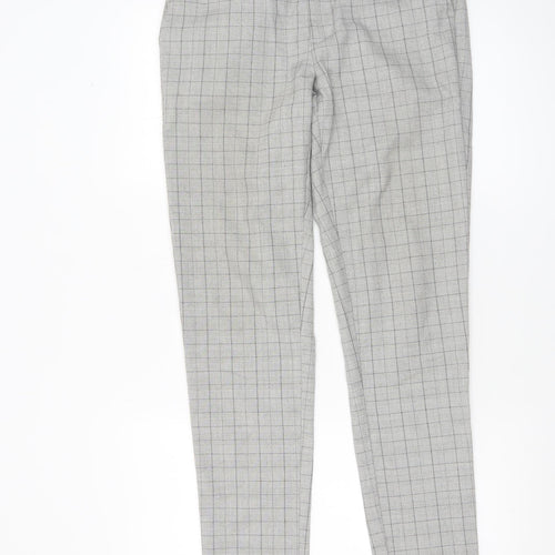 Daily Aesthetikz Men's Grey Check Slim Trousers M Polyester Viscose Blend