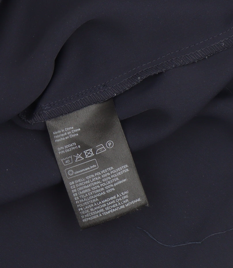 H&M Women’s Navy Blue V-Neck Flutter Sleeve Blouse Size 12