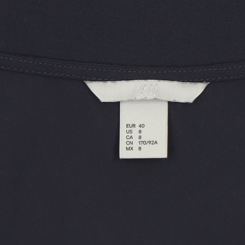 H&M Women’s Navy Blue V-Neck Flutter Sleeve Blouse Size 12