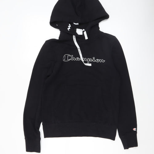 Champion Women's Black Small Pullover Hoodie with Logo Print