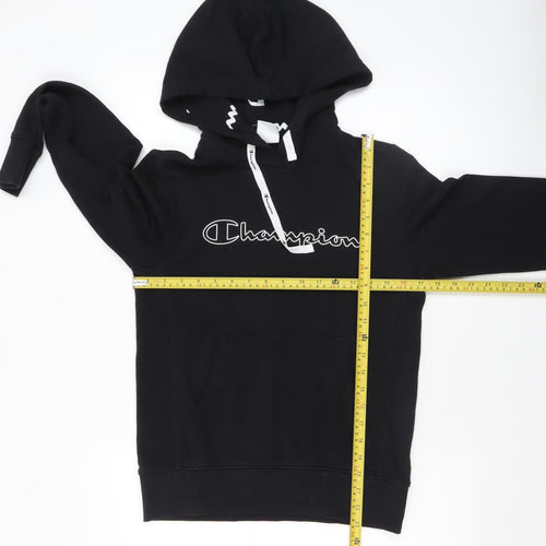 Champion Women's Black Small Pullover Hoodie with Logo Print