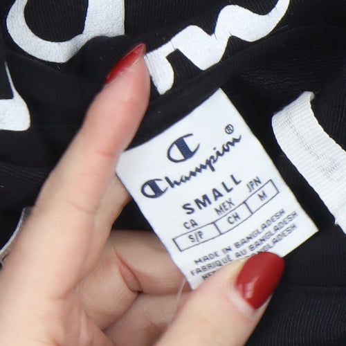 Champion Women's Black Small Pullover Hoodie with Logo Print