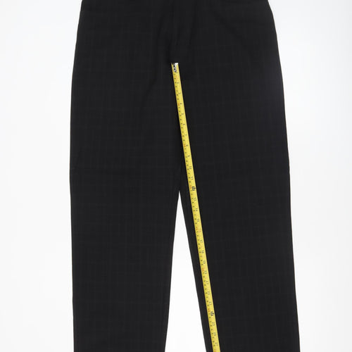 Next Men's Black Wool Blend Straight Leg Trousers 34R