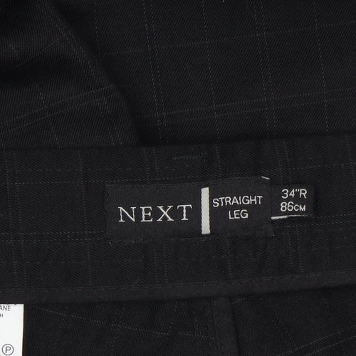 Next Men's Black Wool Blend Straight Leg Trousers 34R