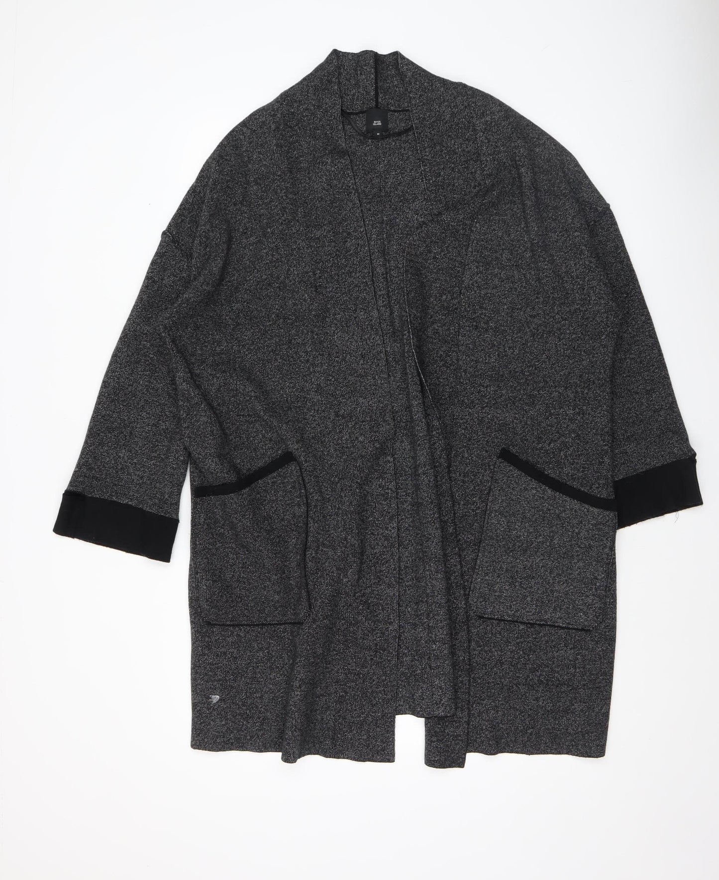 River Island Women’s Grey Knit Long Sleeve Open Cardigan Size M