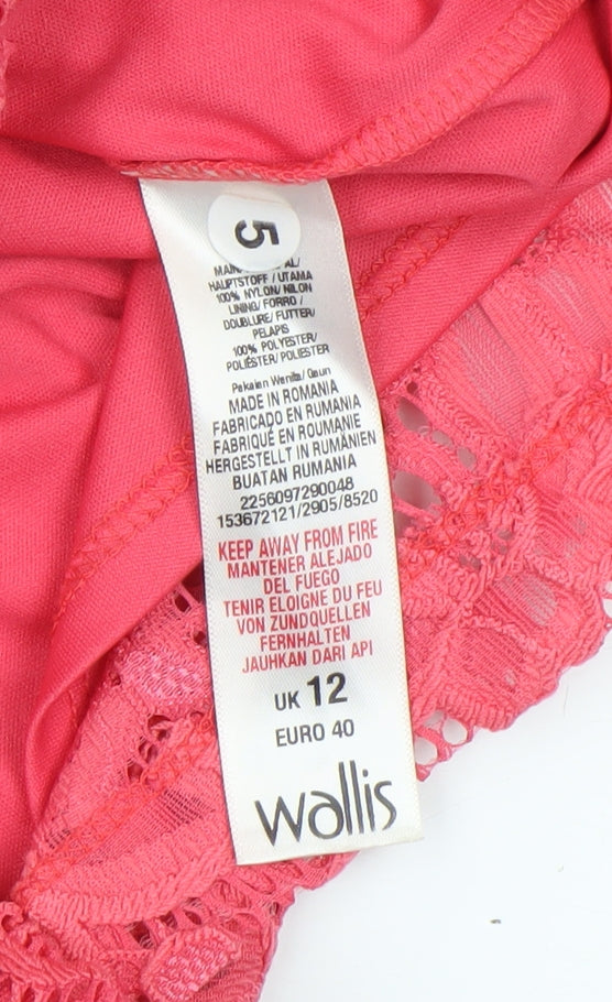 Wallis Women Pink Floral Lace Sheath Knee Length Dress UK 12