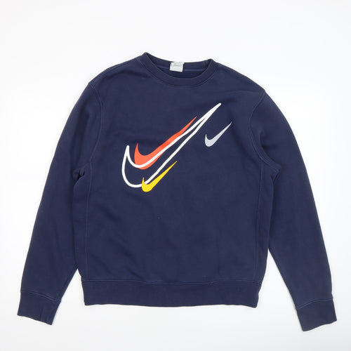 Nike Men's Blue Graphic Logo Pullover Sweatshirt Size S