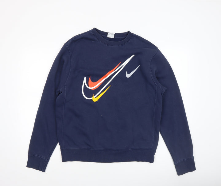Nike Men's Blue Graphic Logo Pullover Sweatshirt Size S