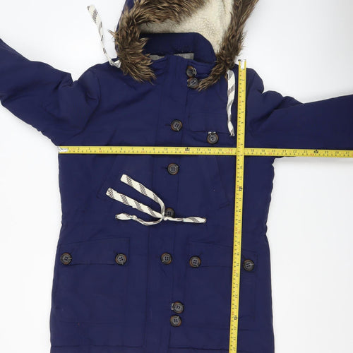 Bellfield Women's Blue Faux Fur Hooded Parka Coat Size 10