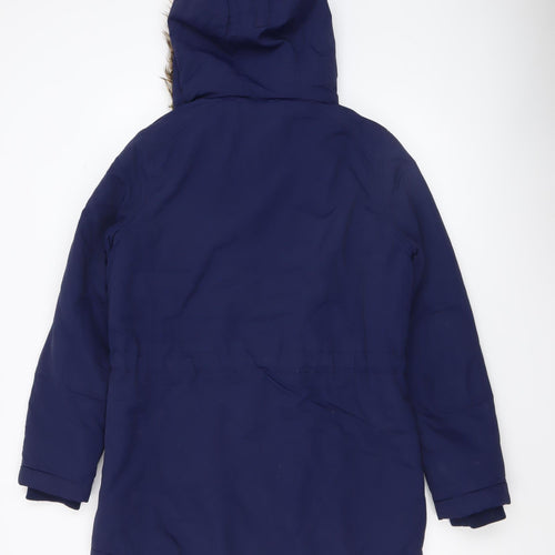 Bellfield Women's Blue Faux Fur Hooded Parka Coat Size 10