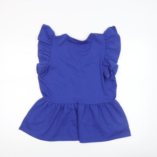 Savida Women Blue Flutter Sleeve V-Neck Tunic Blouse Size 12