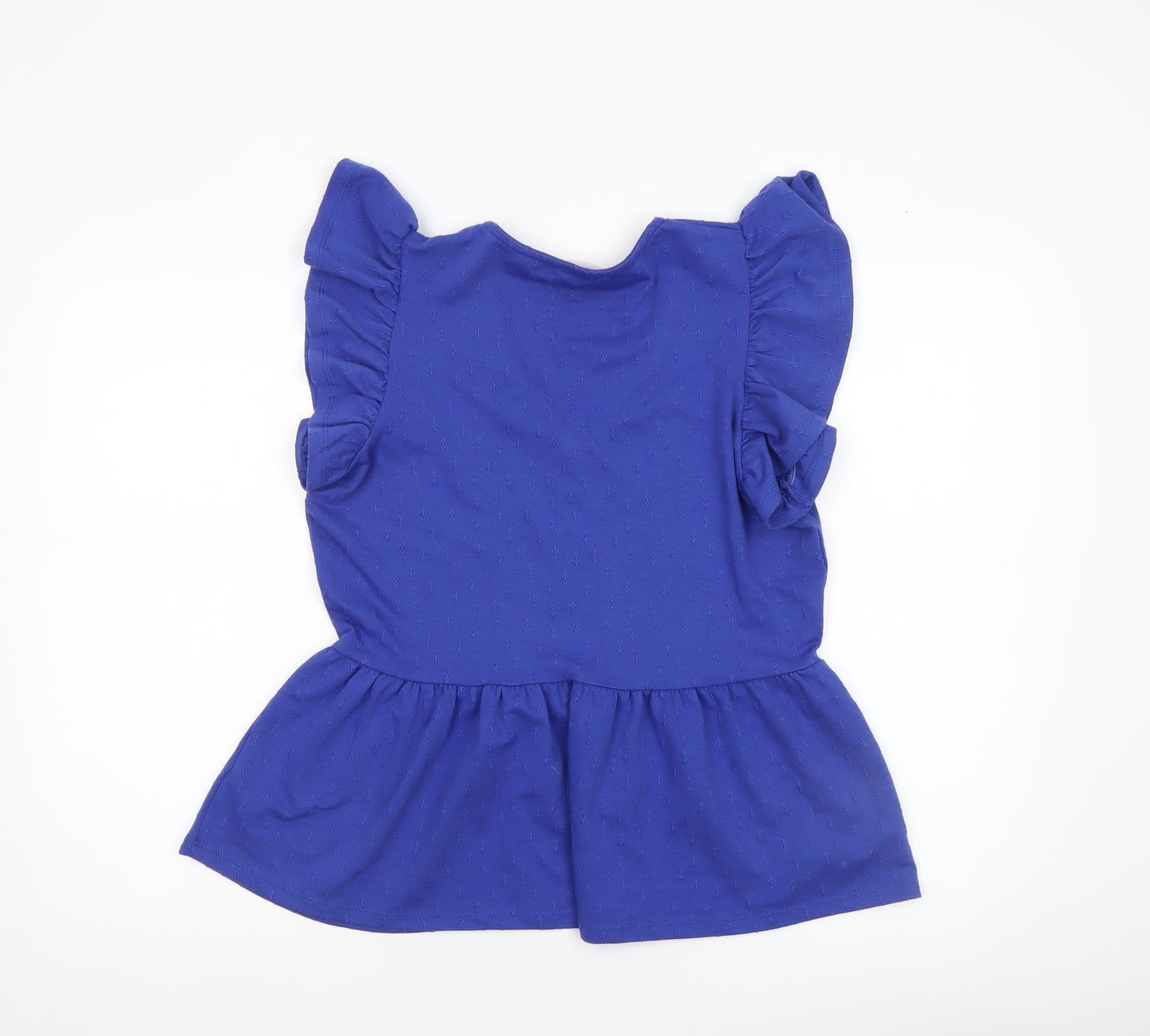 Savida Women Blue Flutter Sleeve V-Neck Tunic Blouse Size 12