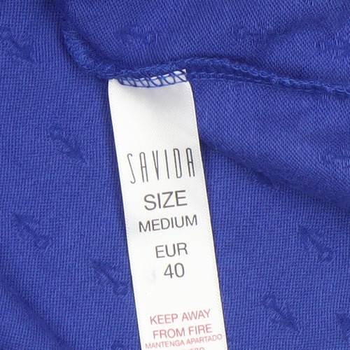Savida Women Blue Flutter Sleeve V-Neck Tunic Blouse Size 12