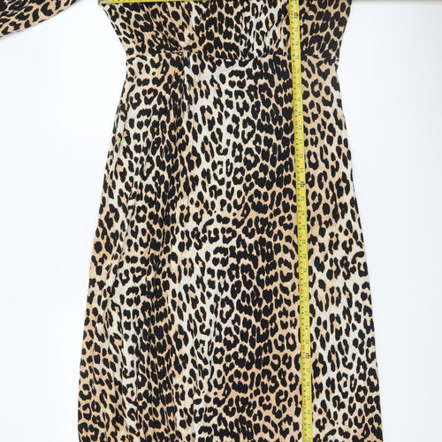Sfera Women Beige Leopard Print Midi Wrap Dress Size 12
