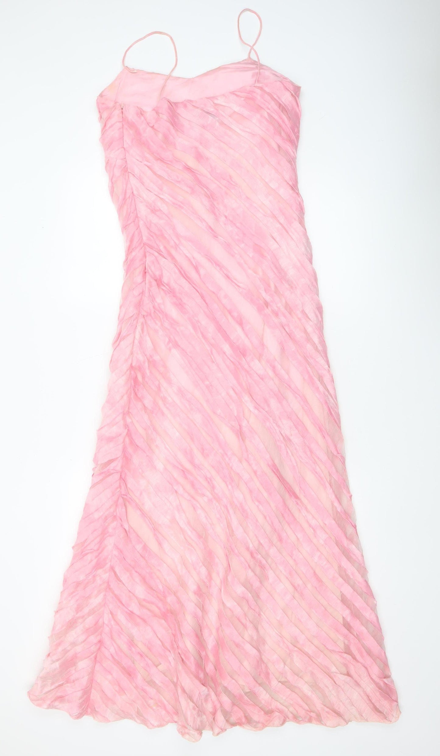 Peter Martin Women’s Pink Long Slip Dress Size 12 Linen Blend