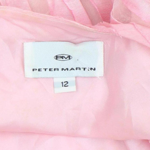 Peter Martin Women’s Pink Long Slip Dress Size 12 Linen Blend