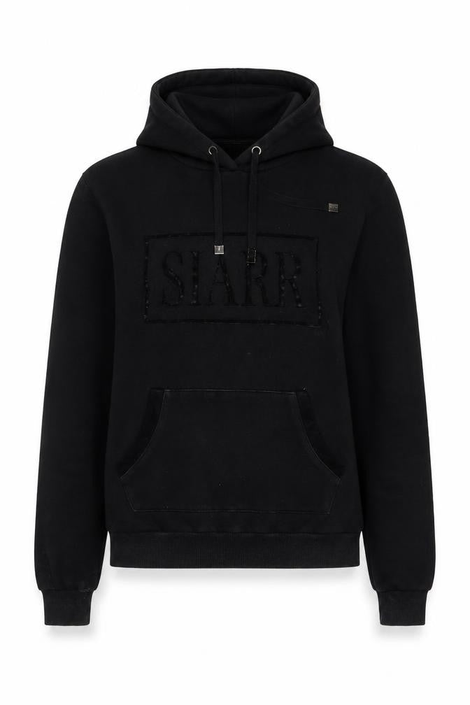 Front view of SIARR Women's Black Pullover Hoodie Small 100% Cotton Casual Sweatshirt