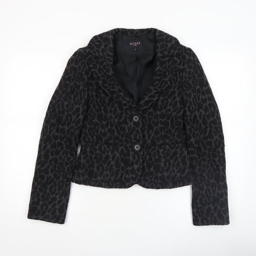 Hobbs Women’s Black Wool Animal Print Tailored Blazer Size 8