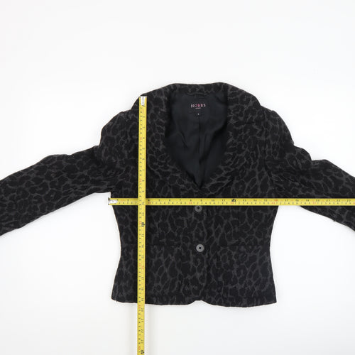 Hobbs Women’s Black Wool Animal Print Tailored Blazer Size 8