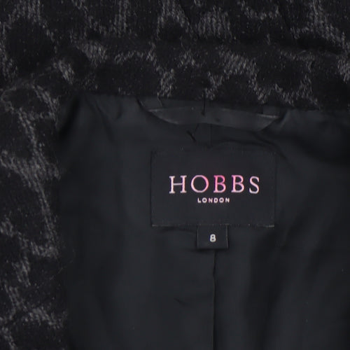 Hobbs Women’s Black Wool Animal Print Tailored Blazer Size 8