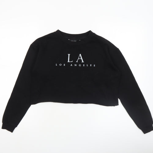 New Look Women Black LA Cropped Sweatshirt Size 6
