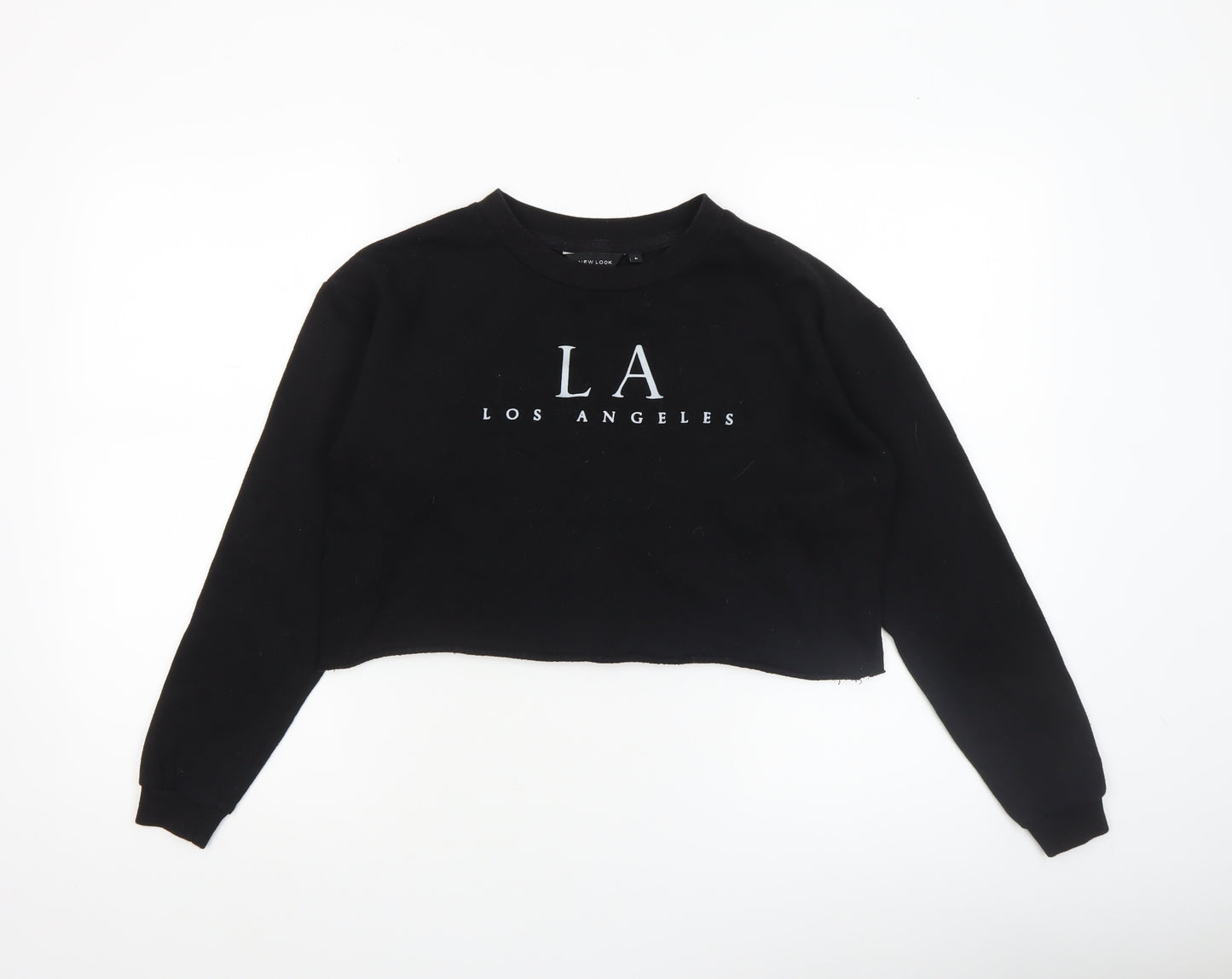 New Look Women Black LA Cropped Sweatshirt Size 6