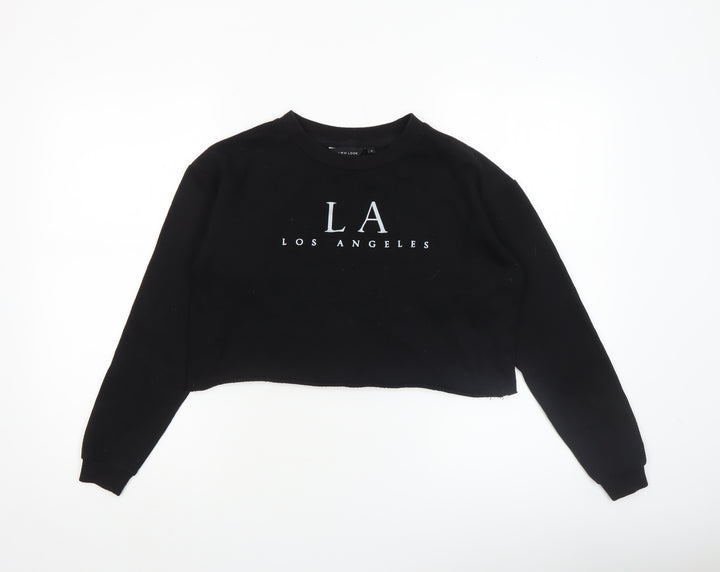 New Look Women Black LA Cropped Sweatshirt Size 6