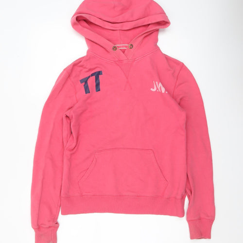 Jack Wills Womens Pink Varsity Pullover Hoodie Size 8 Cotton