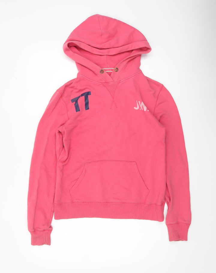 Jack Wills Womens Pink Varsity Pullover Hoodie Size 8 Cotton