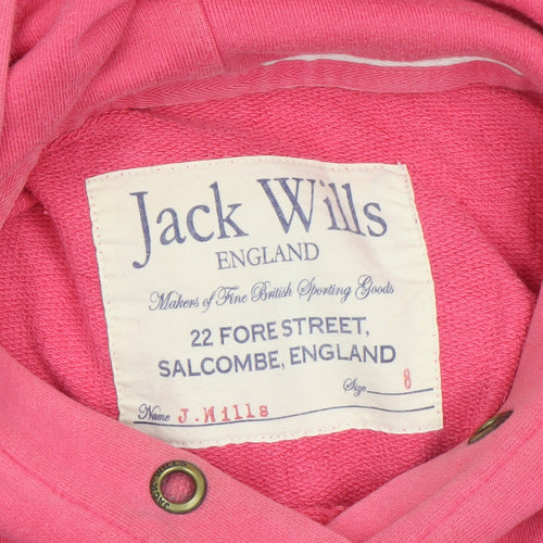 Jack Wills Womens Pink Varsity Pullover Hoodie Size 8 Cotton
