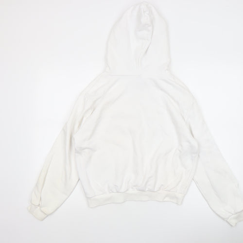 H&M Divided Women's White Hoodie Size 12 Graphic 1990 Pullover