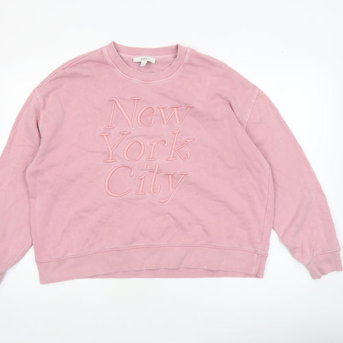 Marks and Spencer Women Pink Cotton Pullover Sweatshirt L