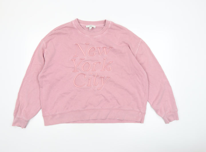 Marks and Spencer Women Pink Cotton Pullover Sweatshirt L